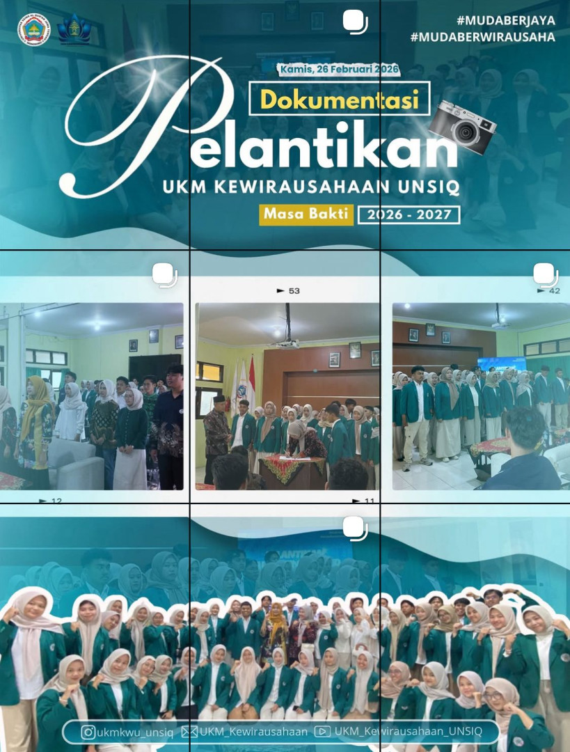 Pelantikan Pengurus UKM Kewirausahaan UNSIQ Peride 2026-2027 "Lantik Pengurus Periode 2026-2027 dan Resmi Luncurkan Brand "KwuBizFaktorijie"
