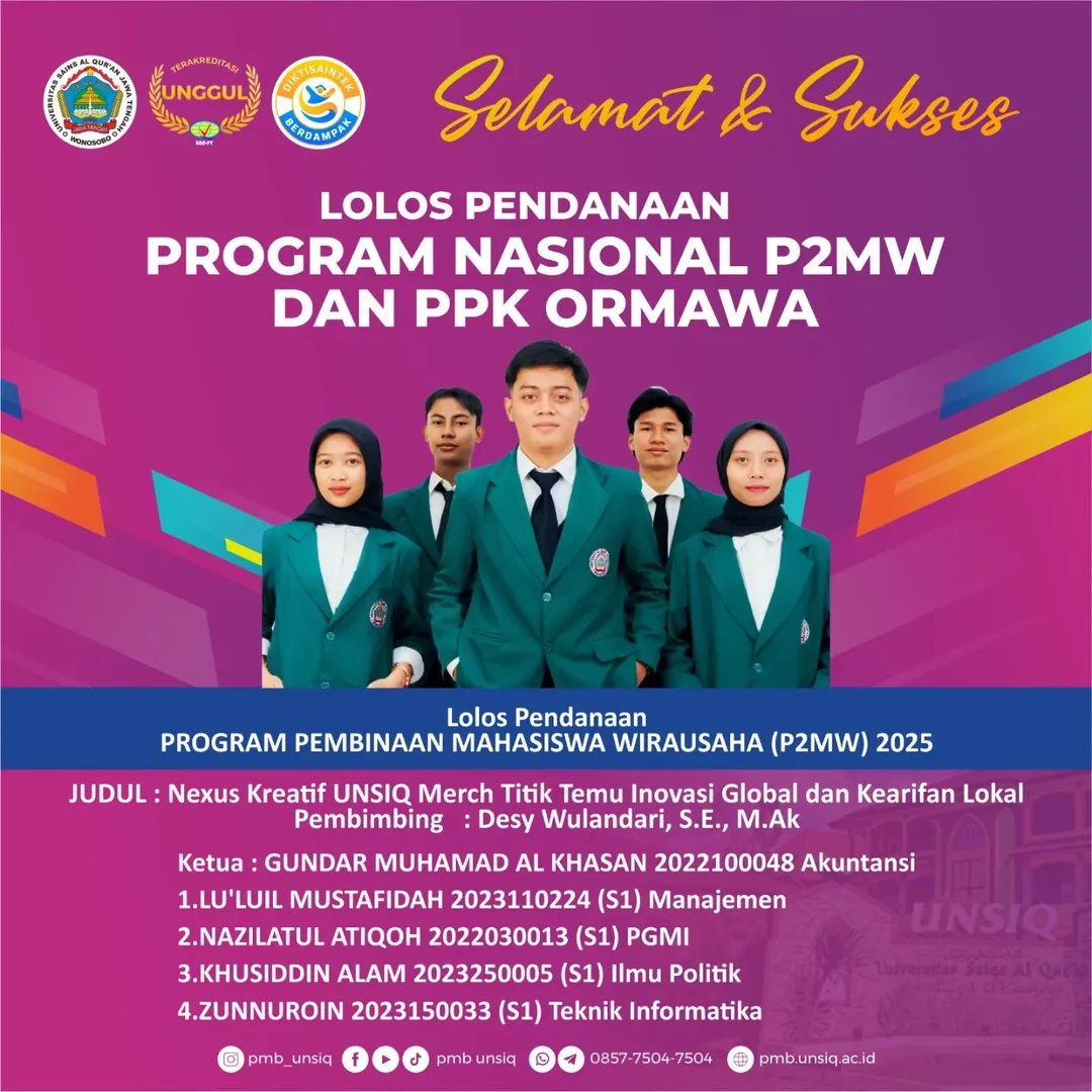 Mahasiswa UNSIQ Raih Pendanaan Nasional P2MW 2025, Wujudkan Inovasi Wirausaha Berbasis Kearifan Lokal